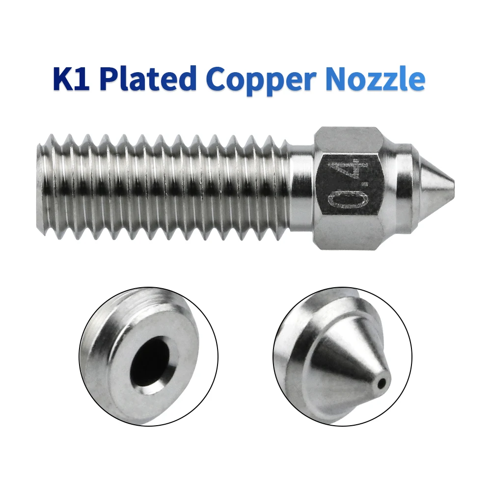 

K1 Volcano Copper Plated Nozzle 0.4 0.6 0.8mm Brass Nozzles fit crealities K1 Max,Ender 3 V3 KE, CR-10 SE, CR-M4 Sidewinder x1x2