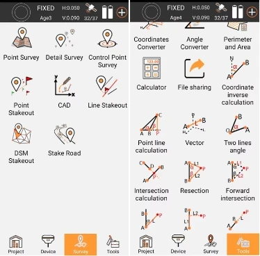 Oprogramowanie do monitoringu i mapowania E-survey Surpad GNSS Program aplikacji Android dla Unistrong RTK