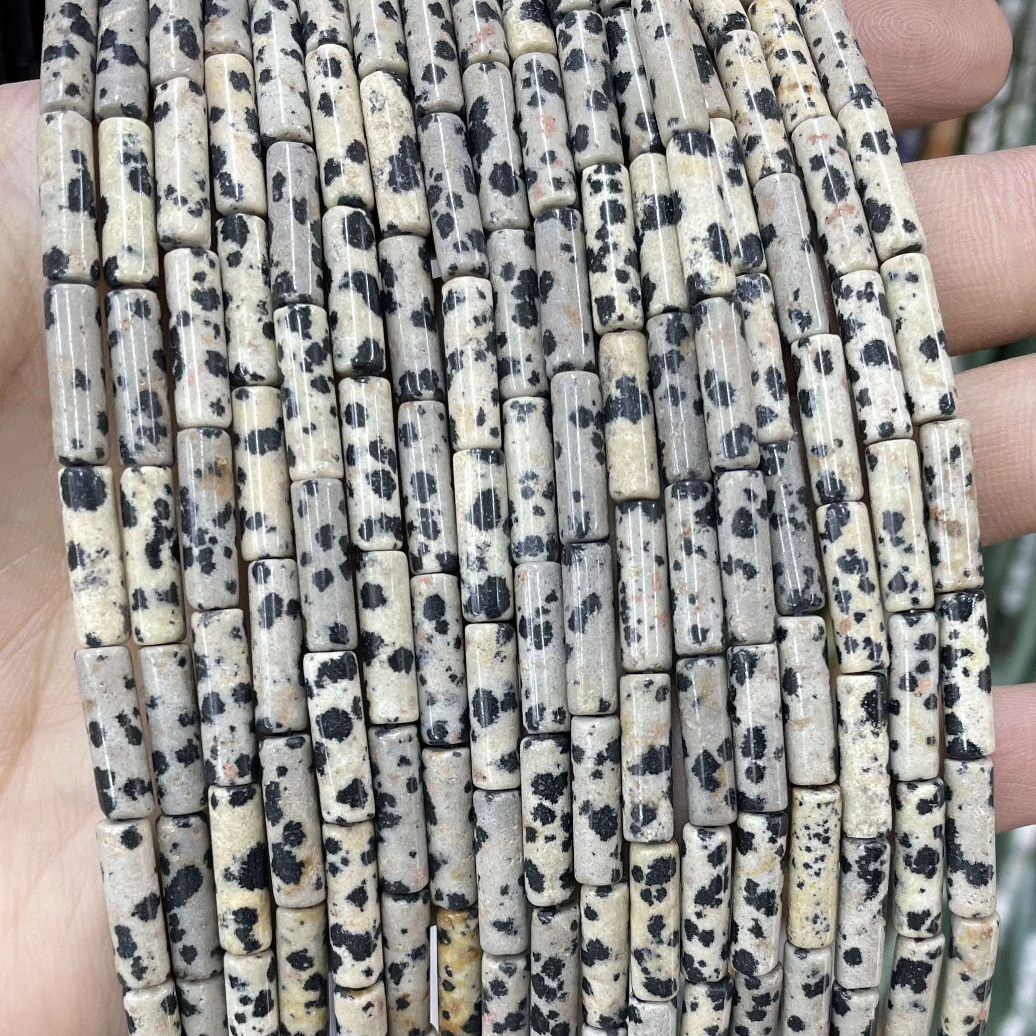 الدلماسية جاسبر الحجر الطبيعي مكعب مستدير الأوجه Rondelle فضفاض خزر عازل لصنع المجوهرات السحر أساور يدوية قلادة