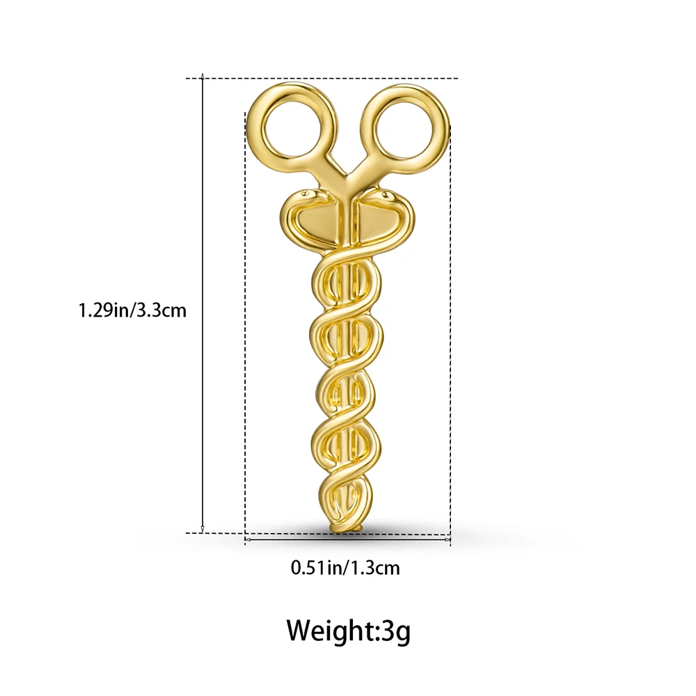 Hanreshe Surgery Scissors Caduceus Pin Medical Surgeon Lapel Brooch Badge Medicine Jewelry for Doctor Nurse Gift Collection