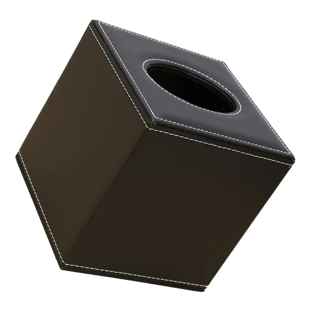 PU Leather Square Facial Tissue Box Cover Elegant Countertop Tissue Container Paper Napkin Holder for Home Living Room