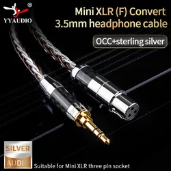 YYAUDIO HiFi 3.5mm to Mini XLR Headphone Cable OCC + Silver XLR Female to 3.5mm Stereo Jack Audio Adapter Cable For Microphone