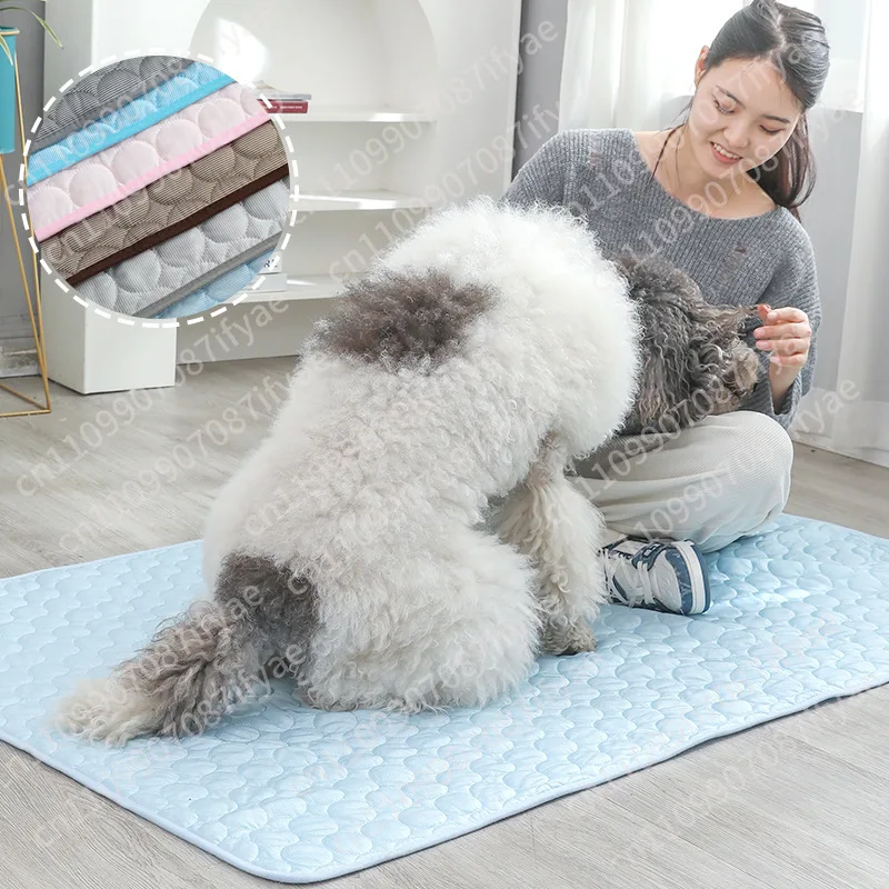 Summer Cool Pet Bed Big Dog Cat Blanket Ice Pad Mesh Bottom PVC Nylon Sleeping Cool Pad view 3