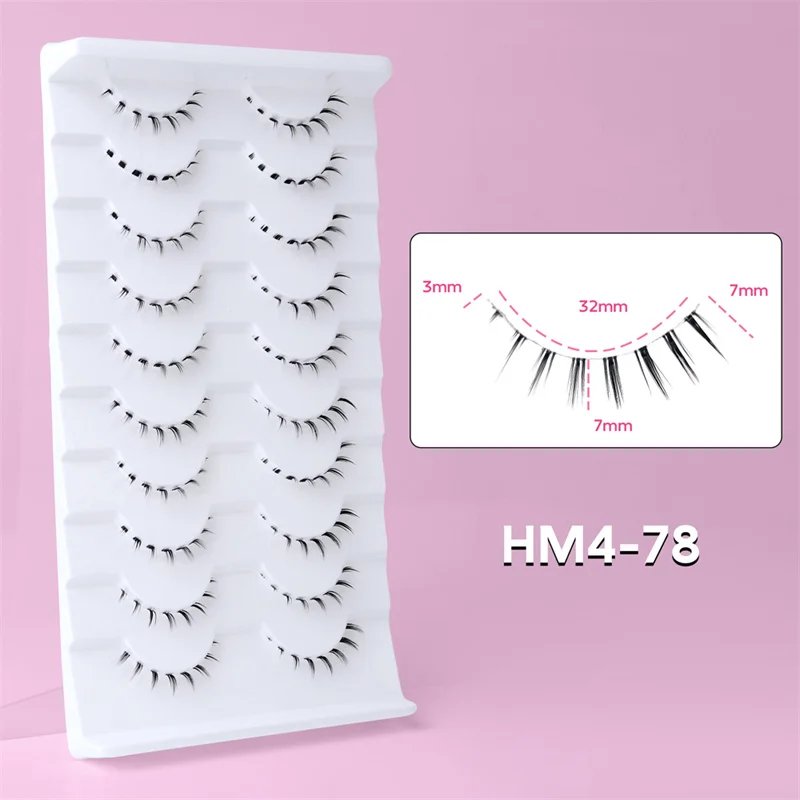 10 Paar untere Wimpern, Packung unter den Wimpern, weiche untere Wimpern, 100 % handgefertigt, transparentes Band, Manga-Unterwimpern, Make-up-Tools – Detail 6