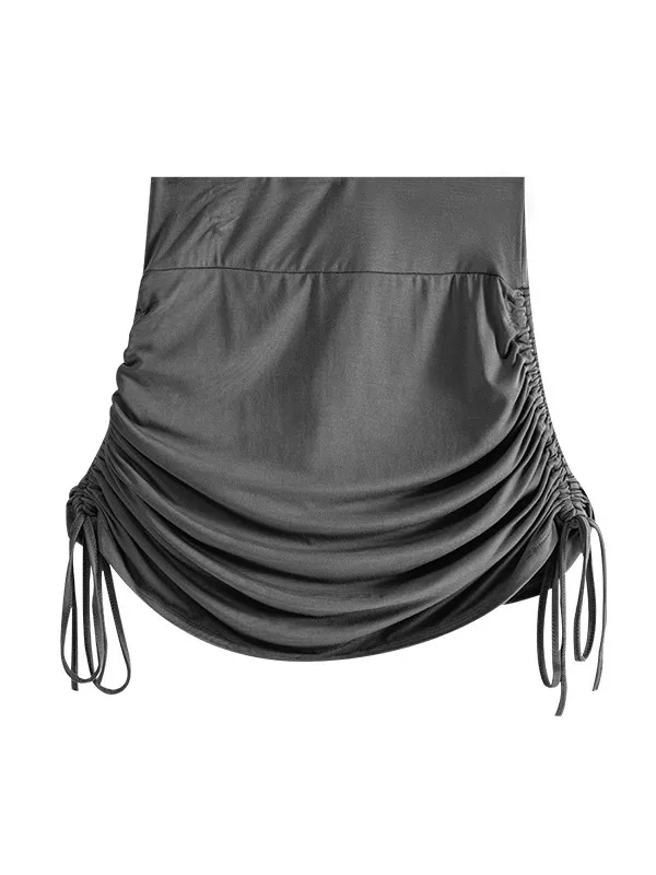 Bla Plissee Tight Fit ter Rock Damen Sommer Faion Design Sense Dstring Gürtelrock Hohe Taille Ort Rock