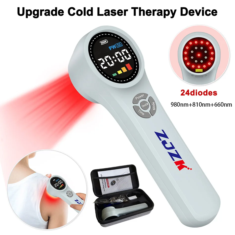 Laser Treatment for Muscle Strain Arthritic Knees Pain Near Me 1760mW 4x980nm+4x810nm+16x660nm 24 Diodes Pulse Continuous Modes