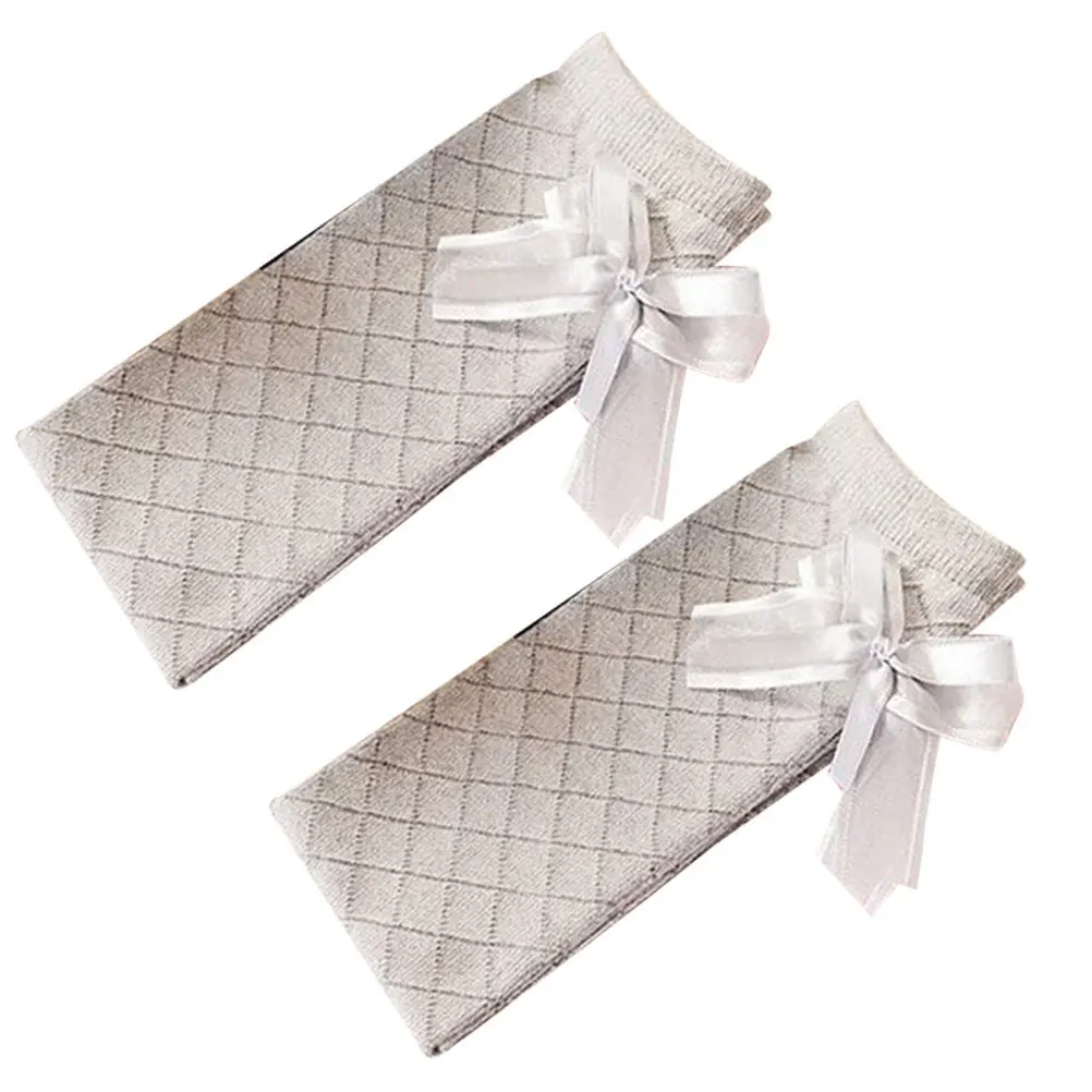 

Girls Stockings Bowknot Mid-Calf Socks Bowknot Design Soft Elastic Anti-Slip Washable Stockings For Girls Cotton Grey