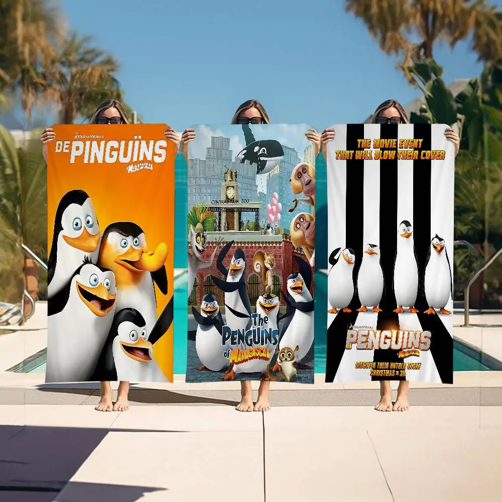 anime The P-Penguins of M-Madagascar Microfiber Blanket Quick Drying Beach Towels Oversized Printing Super Absorbent Pool Towel