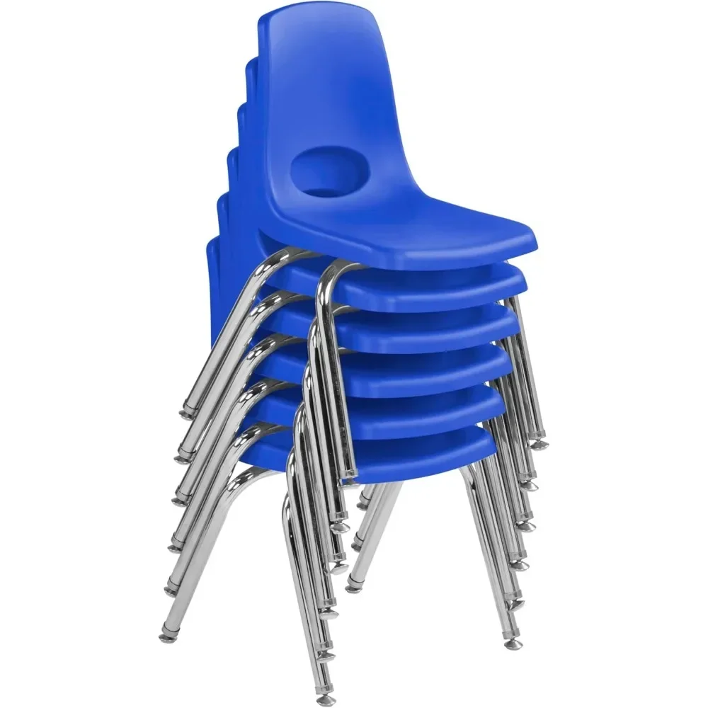 14-Zoll-Schulstapelstuhl, Stapels itz mit Beinen aus verchromtem Stahl und drehbarem Nylon 10, Schul stühle