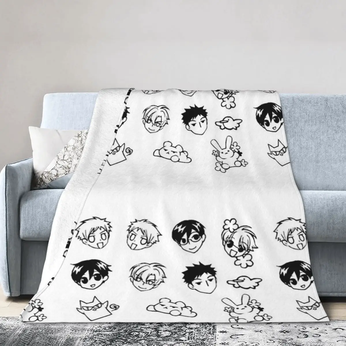 

Ouran Host Club Doodles Blanket Soft Warm Flannel Throw Blanket Plush for Bed Living room Picnic Travel Home Couch