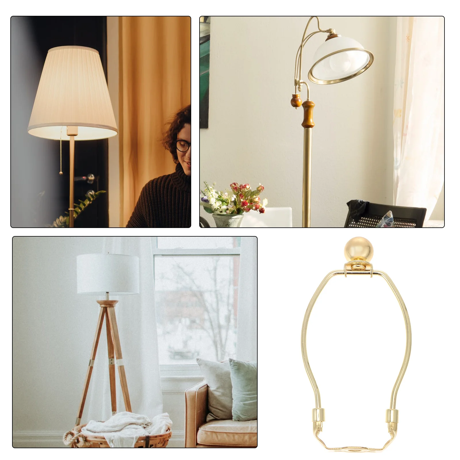 

2 Pcs Lamp Harp Holder Shade Frame Horn Trumpet Bracket Lampshade Accessories Accessory