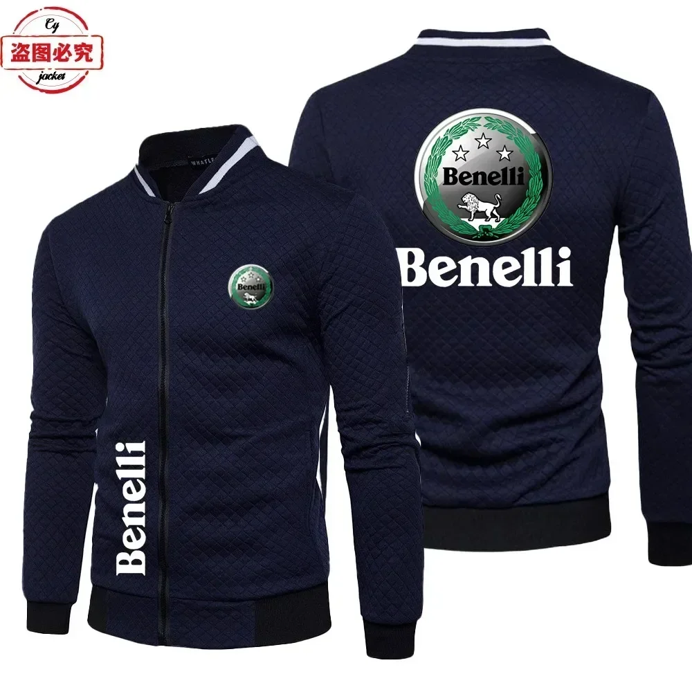 

Benelli Motorcycle Logo Printed Jacket Loose Long Sleeved Men's Top Stand Collar Zipper Jacket Benelli Team Cycling Suit