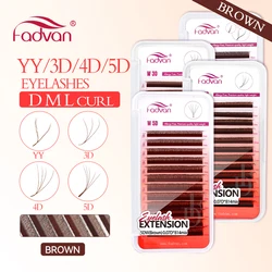 FADVAN Brown 4D/3D/5D lashes W Shape Lashes Faux Mink D/M Curl Natural Soft Brazilian Eyelash Premade Fans Eyelash Extensions