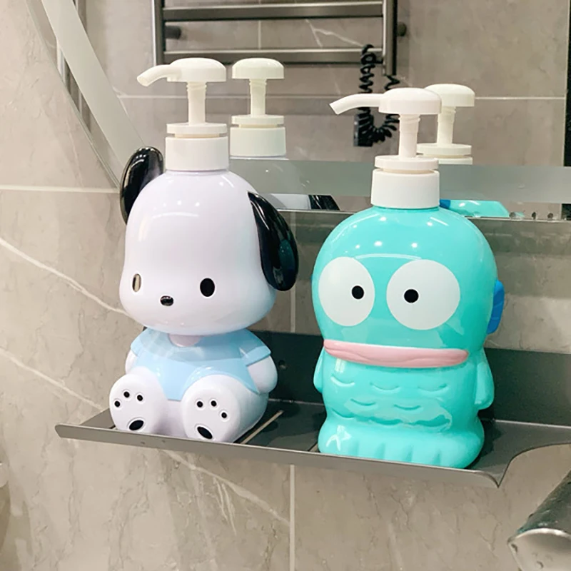 Botella de baño Kawaii Sanrio, Hello Kitty, Cinnamoroll, Kuromi, acondicionador, dispensador de botellas, contenedores recargables para jabón líquido