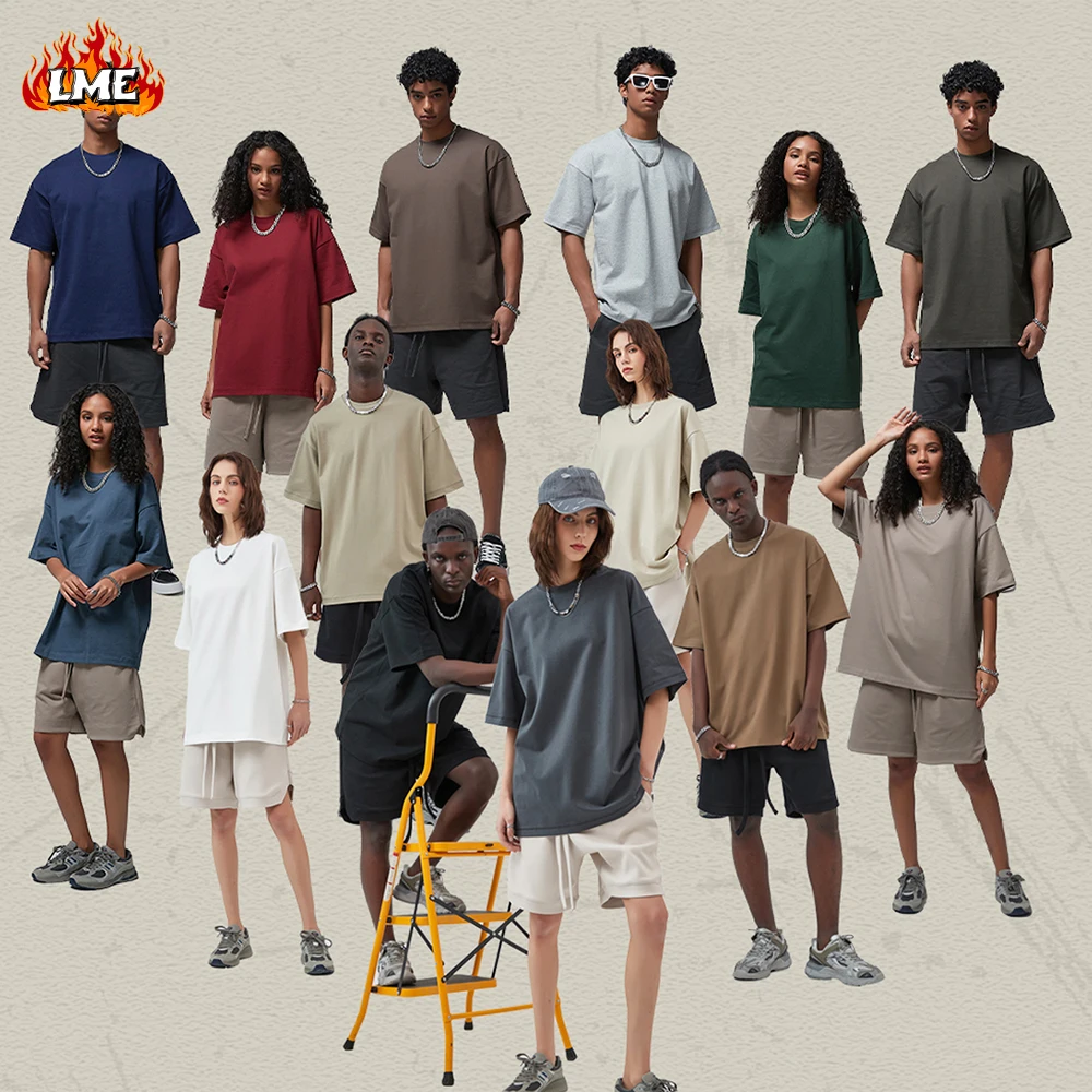 

Fast Shipping New Fashion 385GSM Thick Cotton Heavyweight Oversized Drop Shoulder 14 Soild Color T Shirt For Men