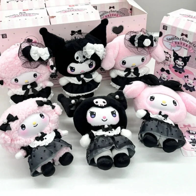 

Genuine Kuromi Melody Piano Blind Box Sisters Outfit Plush Series Kawaii Anime Figure Doll Decor Bag Pendant Surprise Girls Gift