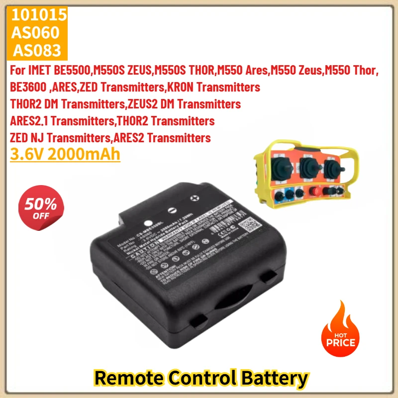 

101015 AS060 AS083 High Quality Remote Control Battery 3.6V 2000mAh for IMET BE5500,M550S ZEUS,M550S THOR,M550 Ares,BE3600
