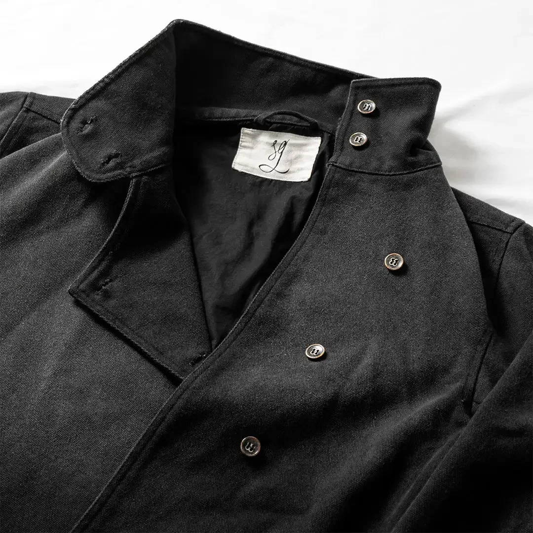 Unisex Y2K Fechtjacke Vintage-Waschung Farbverlauf Unregelmäßige Knöpfe Gothic Harajuku Streetwear Canvas Baumwolle Freizeitmantel – Detail 8