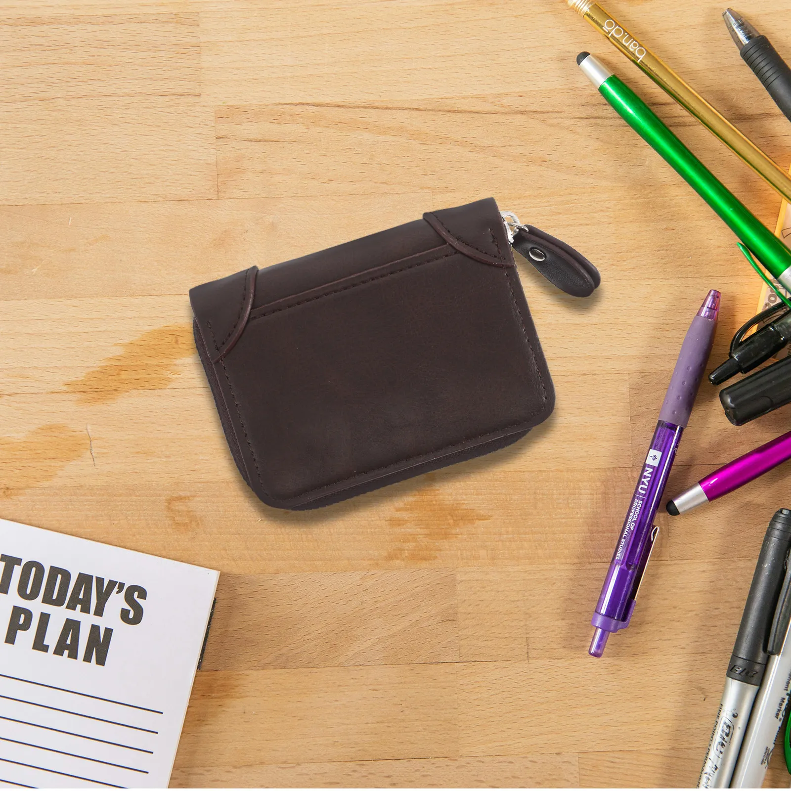 Compact Accordion Style Card Holder Zipper Closure Multi Slots Portable Business Travel Organizer Credit Id Wallet