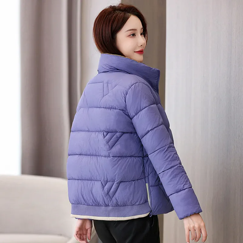 2024 Down Cotton Jacket Women Coat Fashion Streetwear stand collar Cotton padded Feather Female Winter Short Outwear Warm Coat