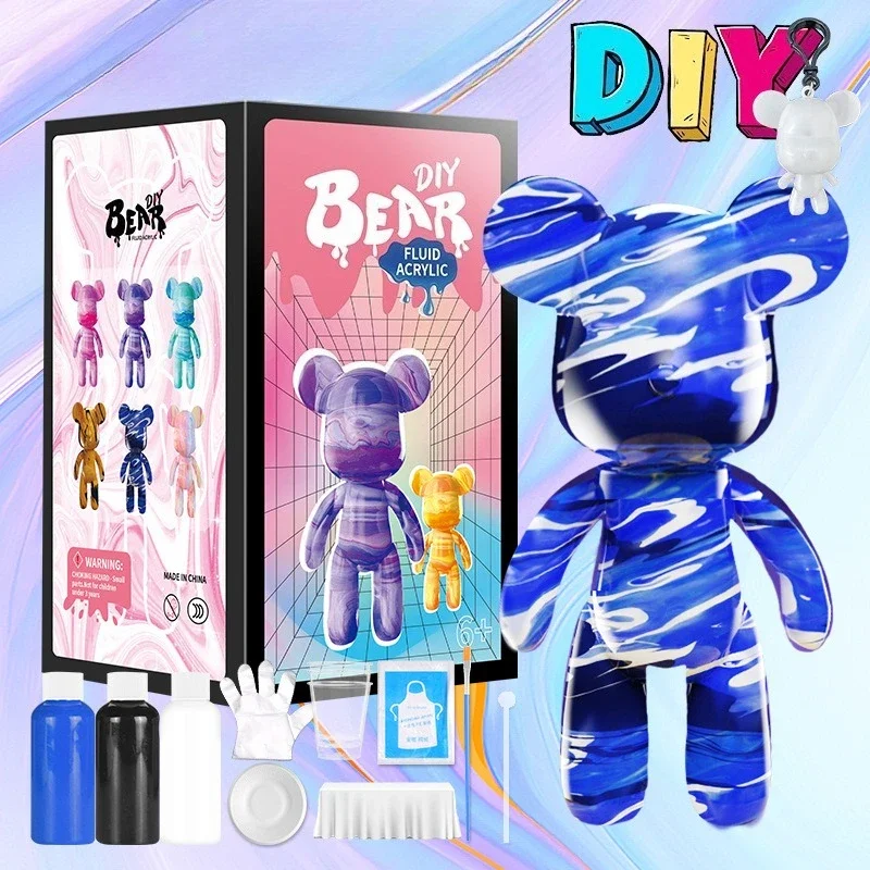 Fluid Pigment Violent Bear Paint Set Painting Graffiti Violent Bear Figurine Fluid Propylene DIY Manual Doll Desktop Decoration