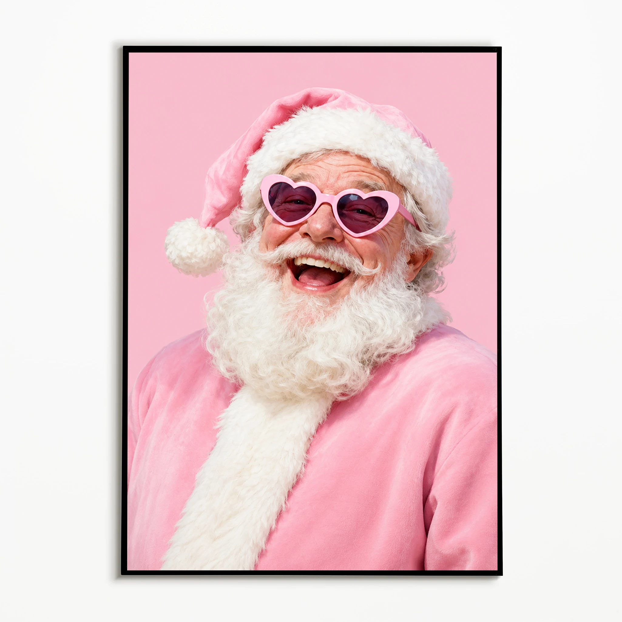 1PC Watercolor Wall Art Pink Santa Claus Posters Modern Canvas Painting Room Wall Decor Gallery Wall Prints Christmas Gifts
