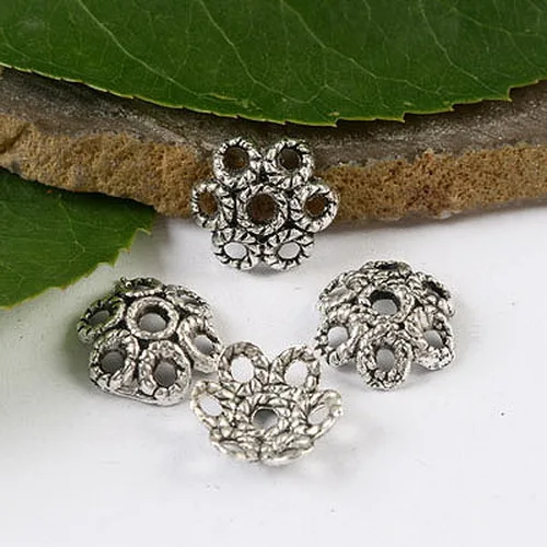 

40pcs 12.5mm Tibetan silver flower bead cap findings h1512