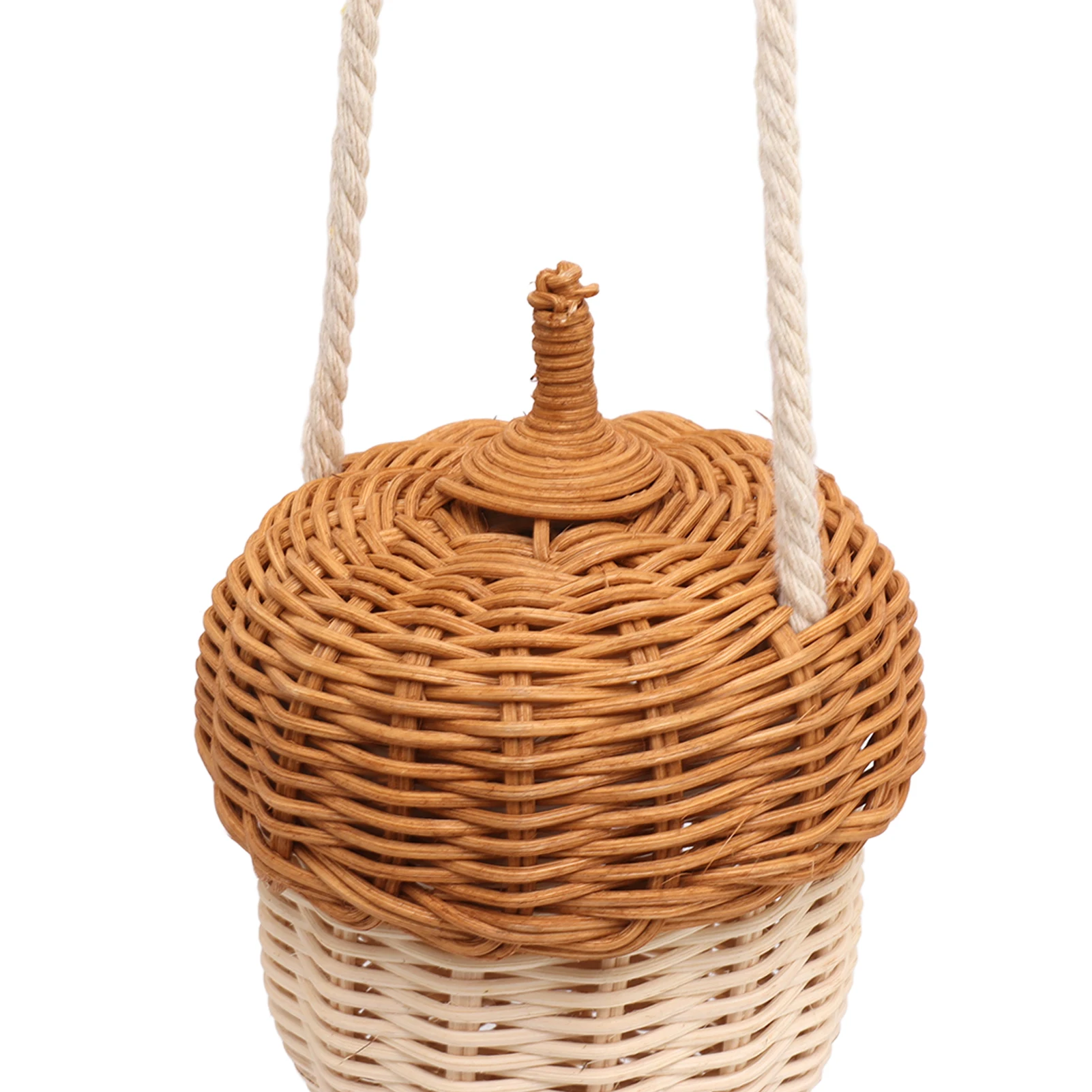 Kids Pinecone Rattan Storage Basket Hand Woven Small Shoulder Bag Decorative Baskets For Boys Girls Photography Props