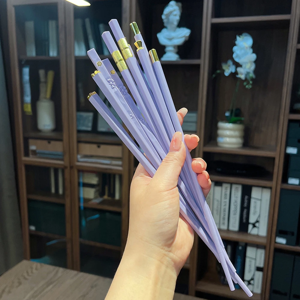5Pairs New Purple Chopsticks Set Durable Simple Alloy Chopsticks Anti Slip Sushi Chopstick Reusable Separate Dining Dinnerware view 2