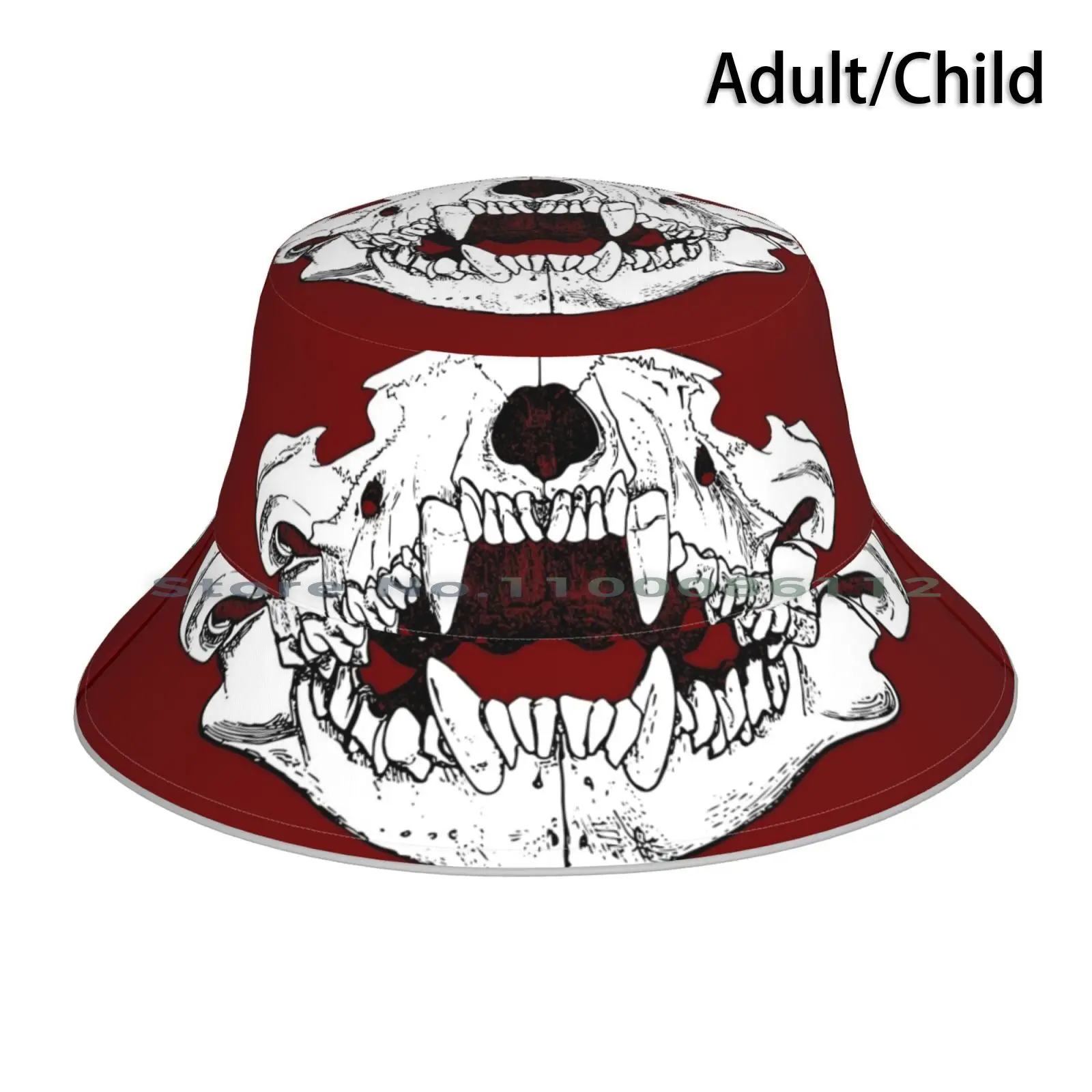 Badger Jaws Bucket Hat Sun Cap Skull Teeth Fangs Badger Jaws Mouth Gothic Horror Scary Foldable Outdoor Fisherman Hat