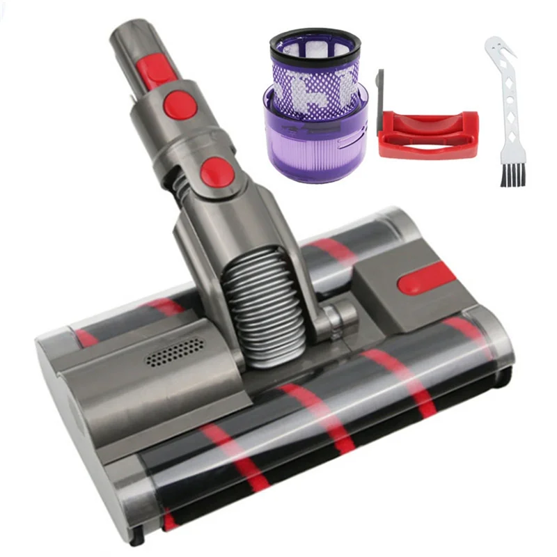 A83G-Sikat Rol Ganda + Kunci Sakelar + Filter SV21 untuk Kepala Vakum Pengganti Mikro SV21 Dyson Kepala Pembersih Rol Lembut