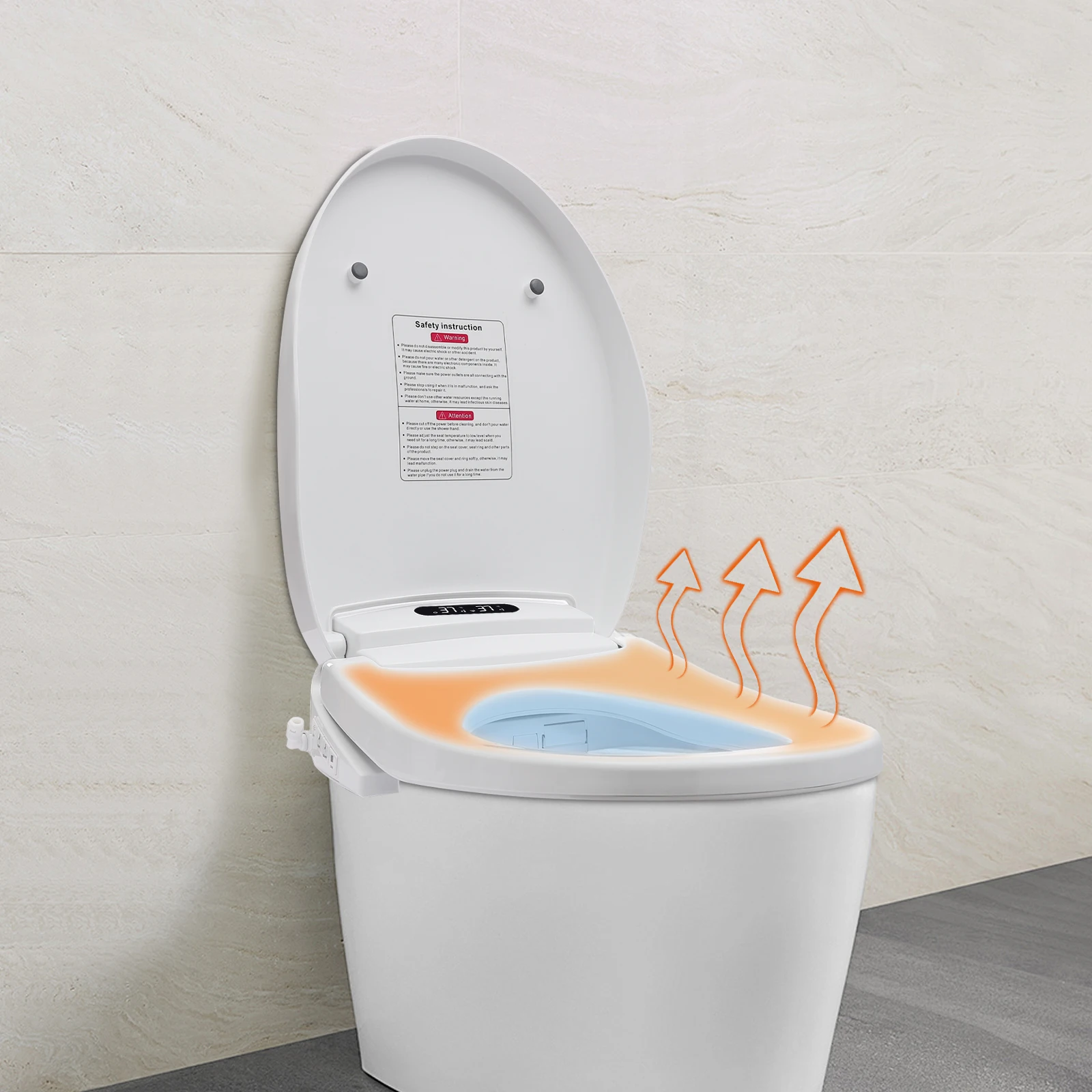 1300W Automatic Heated Bidet Smart Toilet Lid Electronic Toilet Cover Seat with Remote Control 220V/110V 3-gear temperature