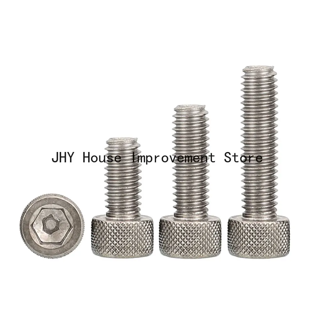 50pcs Knurled Cup Head Hex Socket Pure Titanium Bolt DIN912 GR2 M5x8-70mm Hex round Screw for Industrial Use