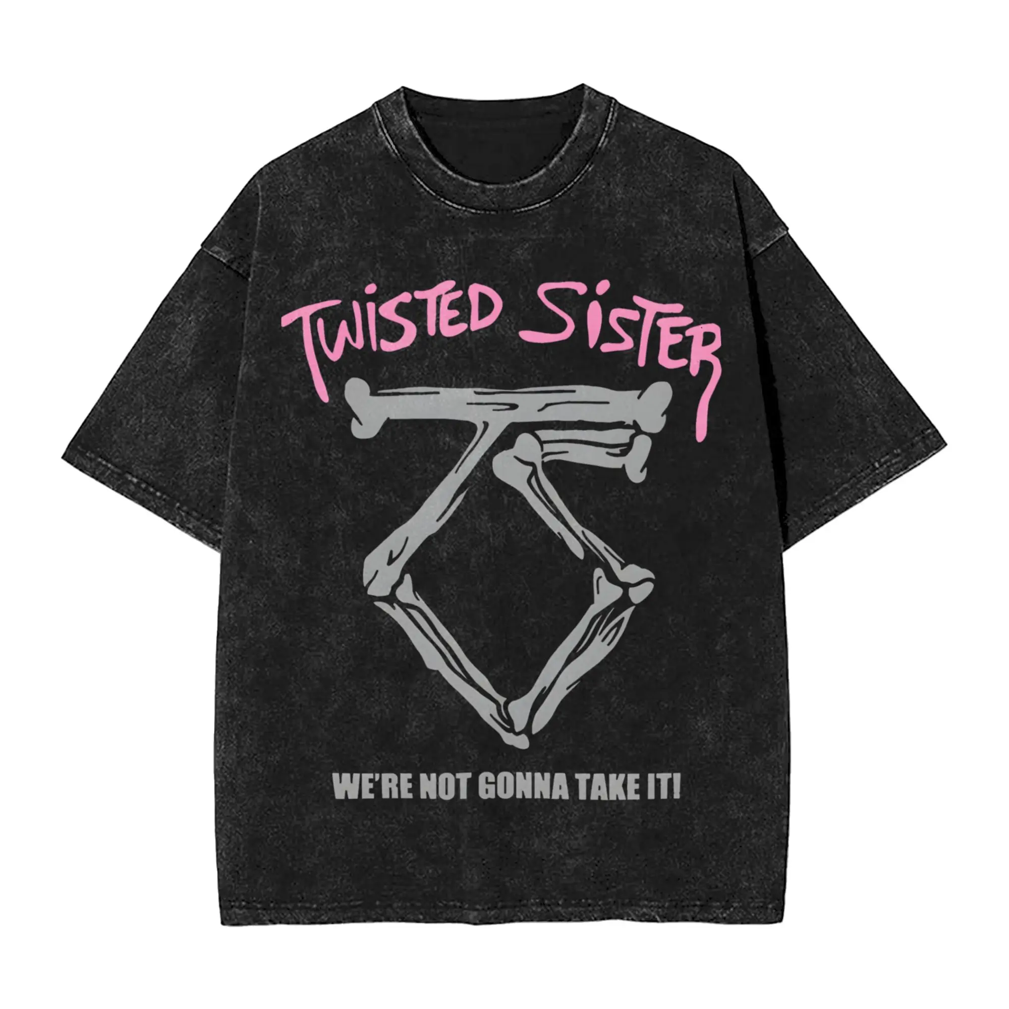 Twisted Sisters metal band Outfit Washed T Shirts for Men Women Streetwear Hip Hop T-Shirt Summer  Tees Cotton