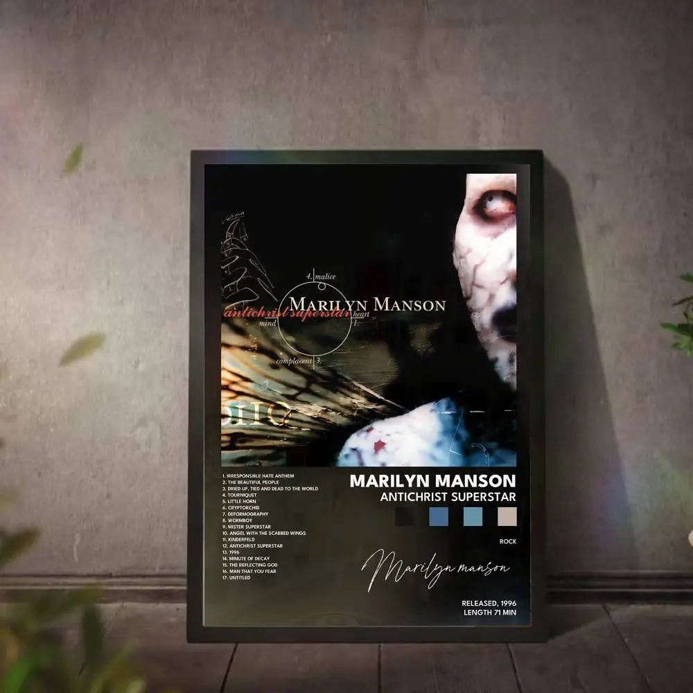 M-Marilyn M-Manson Poster Music Album Canvas Print Wall Art Room Decor Wall Art Print Home Decor 50X70 Room