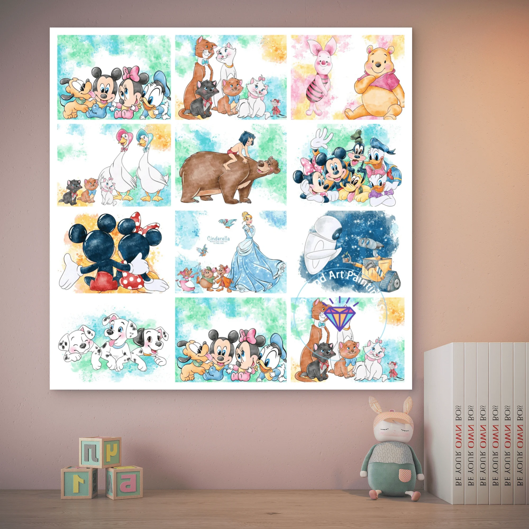 

Cinderella Winnie the Pooh Mickey Mouse AB Diamond Painting Kit 5D DIY Diamond Embroidery Handmade Art Gift Home Decoration