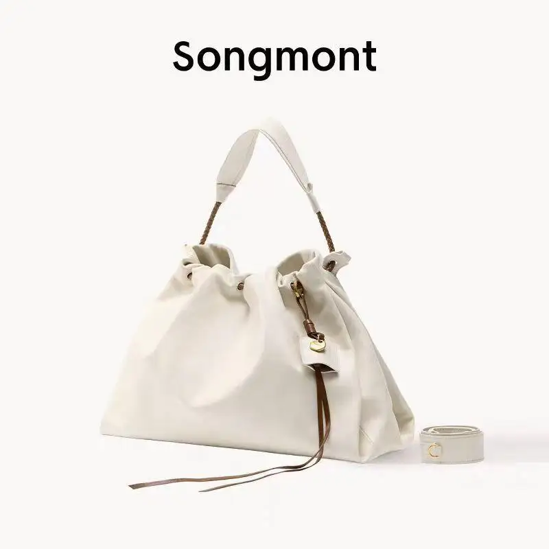 حقيبة Songmont Urban Tote حقيبة كروس من الجلد الطبيعي للنساء بتصميم بسيط ورباط علوي وسحاب وتنظيم واسع #2