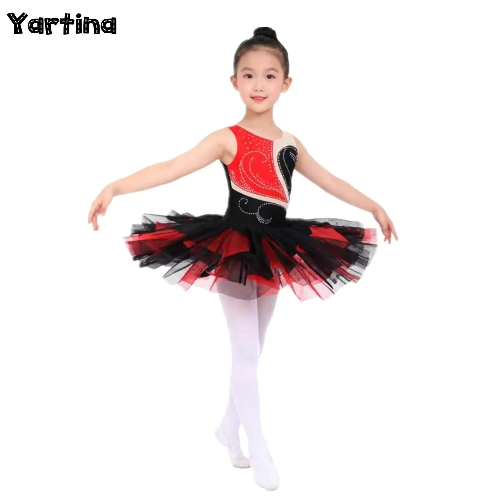 

Kids Girls Ballet Jersey Lyrical Dance Leotards Dress Body Shiny Rhinestone Rhythmic Gymnastic Artistic Figure Skating Costume