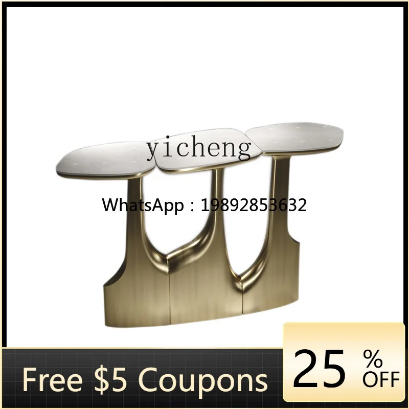 

Z1 Light Luxury Console Tables Integrated Wall Stainless Steel Decoration a Long Narrow Table Side View Sets