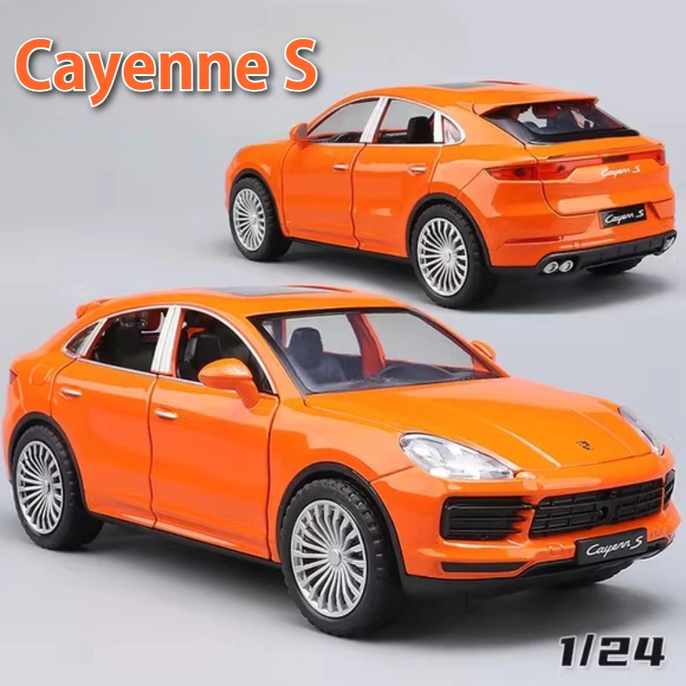 1:24 Cayenne S Lambo URUSของเล่นรุ่นDiecastรถ 6 ประตูเปิดเสียงแสงดึงกลับโลหะยานพาหนะสําหรับของขวัญวันเด็ก