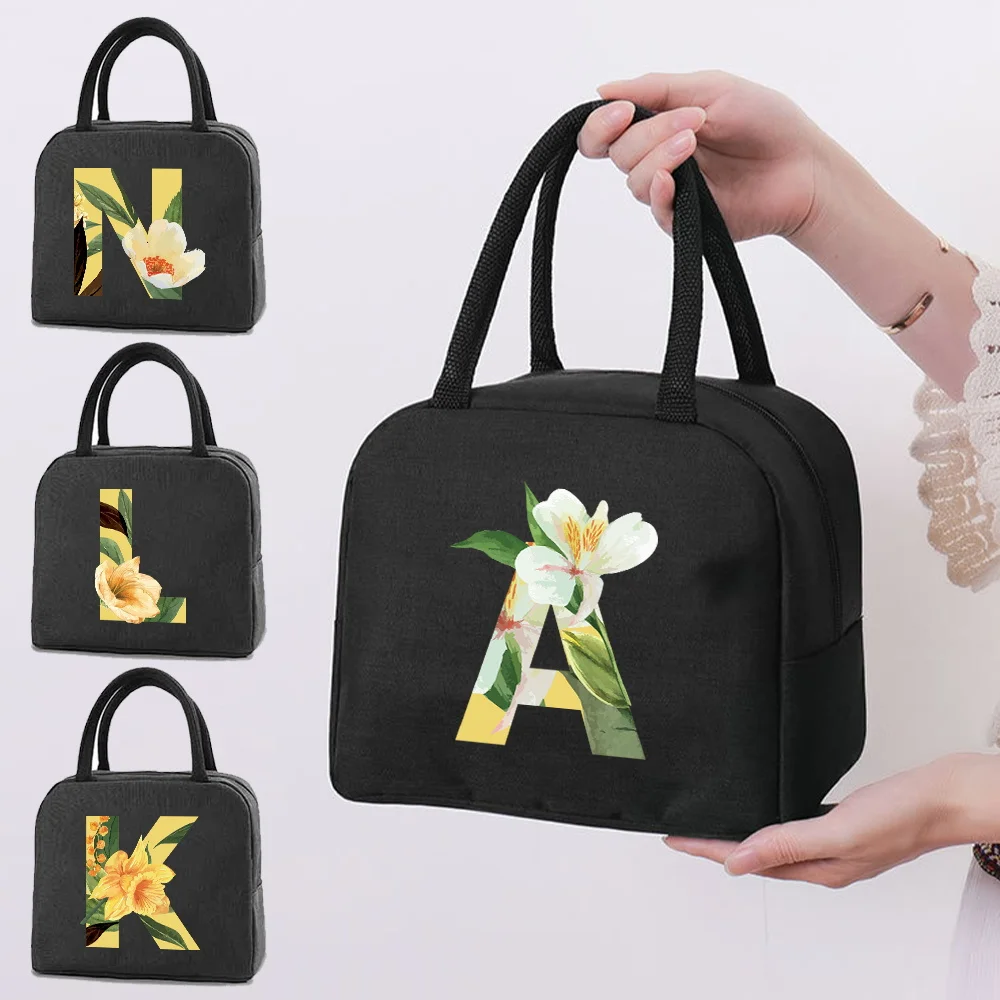 

Insulated Lunch Bag School Lunch Box Bags Floral Series Thickened Cute Office Bento Pouch Simple Practical Handle Pack