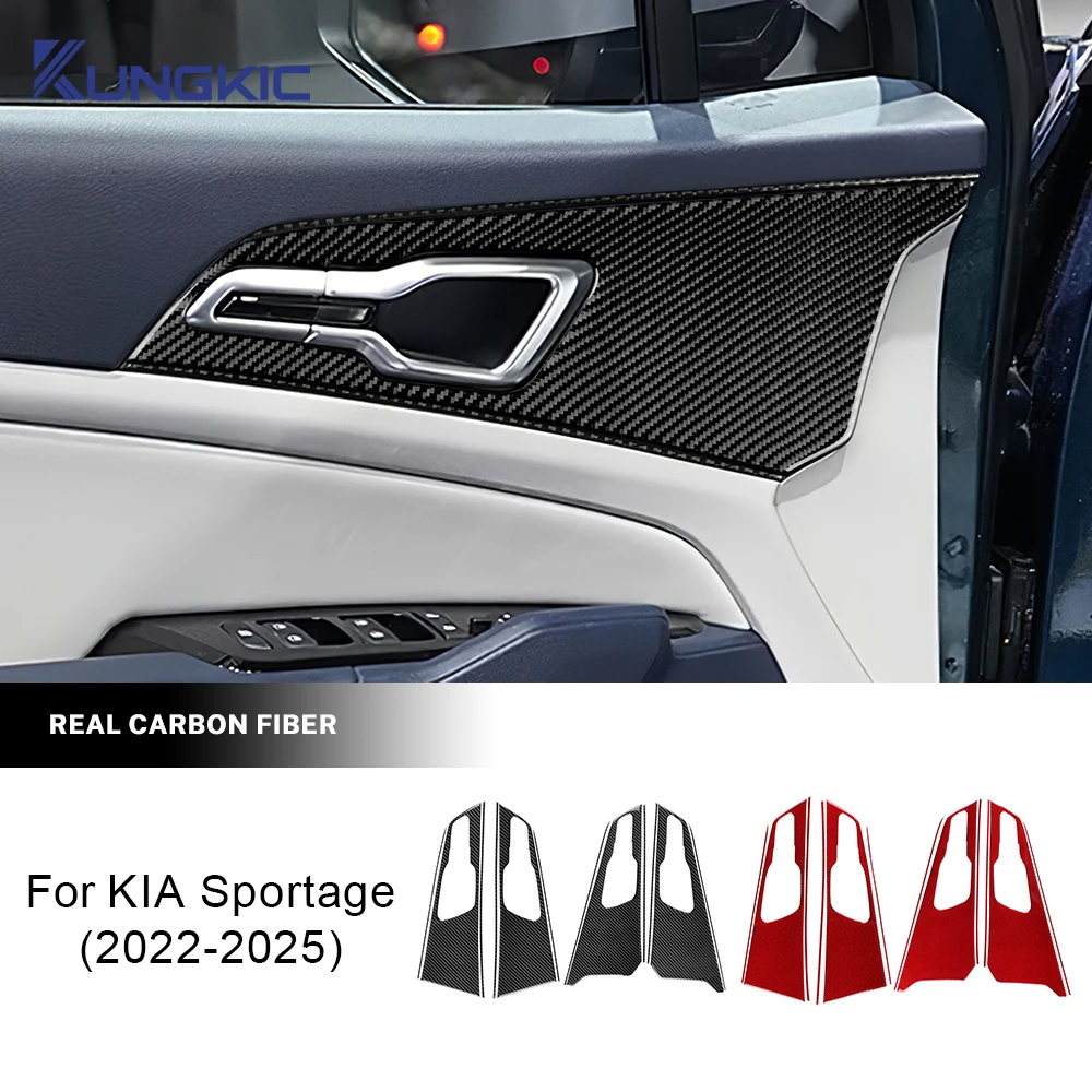 

Настоящее мягкое углеродное волокно для 2022 2023 2024 2025 KIA Sportage, дверная ручка автомобиля, чаша, наклейка на панель, отделка с левым рулем, аксессуары для интерьера