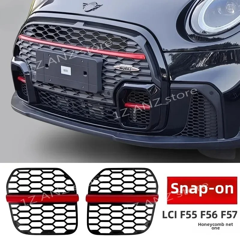 New ABS Material Decorations Racing Style Bumper Duct Fins Side Mesh Fish Scale Net for BMW Mini Cooper 2LCI JCW F55 F56 F57 - view 2