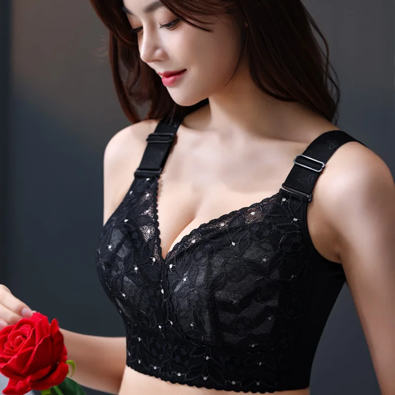 Women's bra solid color bust padded lace suspenders breathable seamless push size C D E cup casual sexy underwired bra BH