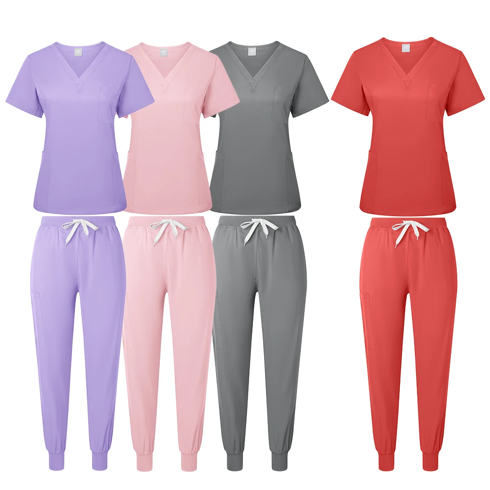 Neue Scrubs Großhandel Medizinische Uniform Scrubs Krankenhaus Arbeits Scrubs Set Medizinische Versorgung Krankenschwester Zahnchirurgie Anzug Arbeitskleidung