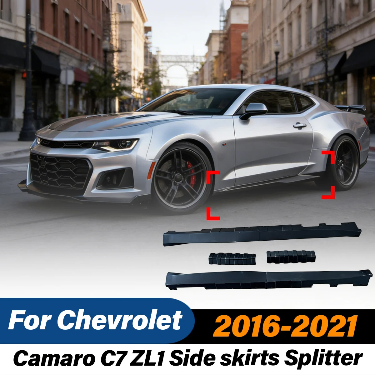 For Chevrolet Camaro ZL1 1LE 2016 2017 2018 2019 2020 2021 Side Skirt Extension Splitter Lip Side Rocker Panel Spoiler Body Kit