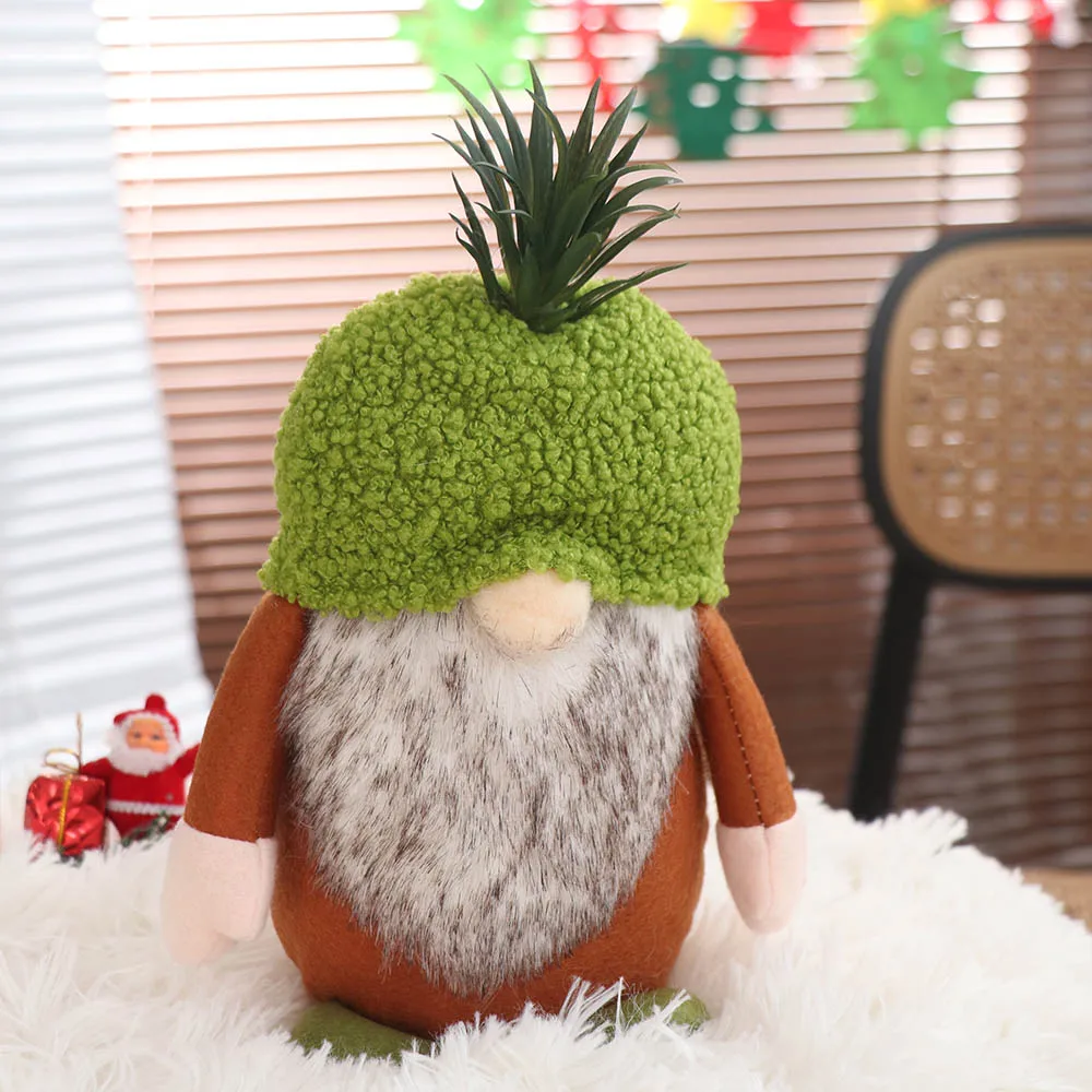 

Goblin Ornament Green Succulent Gnomes Cartoon Cute Faceless Dolls with Big Bearded Cloth Dwarf Summer