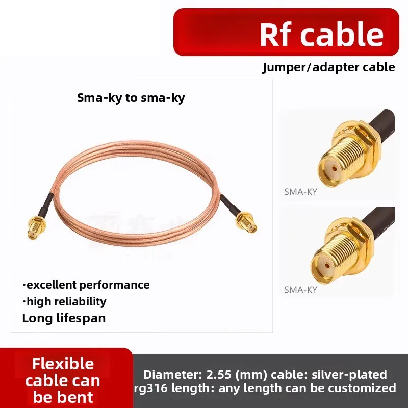 RG316 Teflon Silver Plated RF Feeder SMA Male to SMA Male and Female RF Connection Extension Cable Double Headed