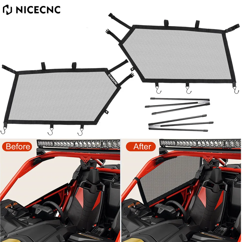 For CAN AM 2Pcs Window Nets For Can-Am Maverick X3 R 4x4 XRS Max RR DS Turbo DPS 2017 2018 2019 2021 2020 2022 UTV Accessories