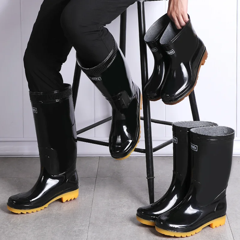 Low High Tube Black Women Men's Rain Boots Male Waterproof Fishing Boots Couple Non-slip Water Shoe Outdoor Garden Work Rainboot